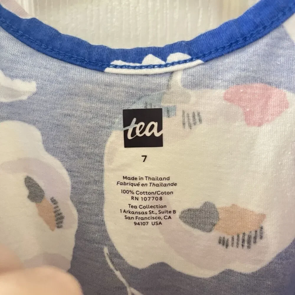 Tea Collection What's the Scoop Blue Floral Jumpsuit Girl's Size 7
